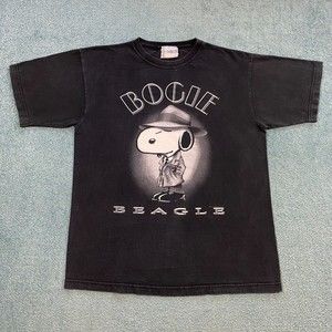 VINTAGE Snoopy Humphrey Bogie Shirt Adult Large Peanuts Casablanca Beagle 90s